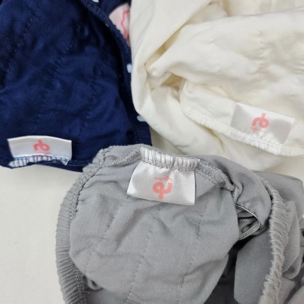 RuffleButts Baby Girls Diaper Cover‎ Bloomers 3 Pack Navy Polka Dot Grey Cream